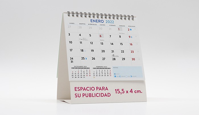 interior calendario sobremesa notas M