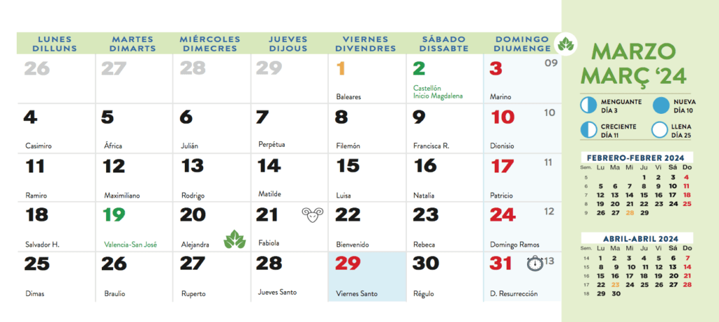Calendarios Comunidad Valenciana