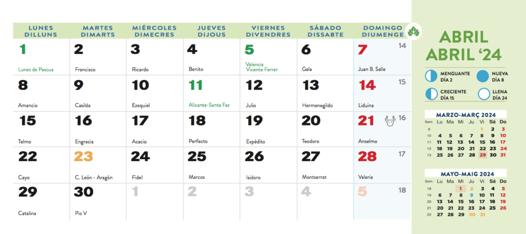 Calendarios COmunidad Valenciana