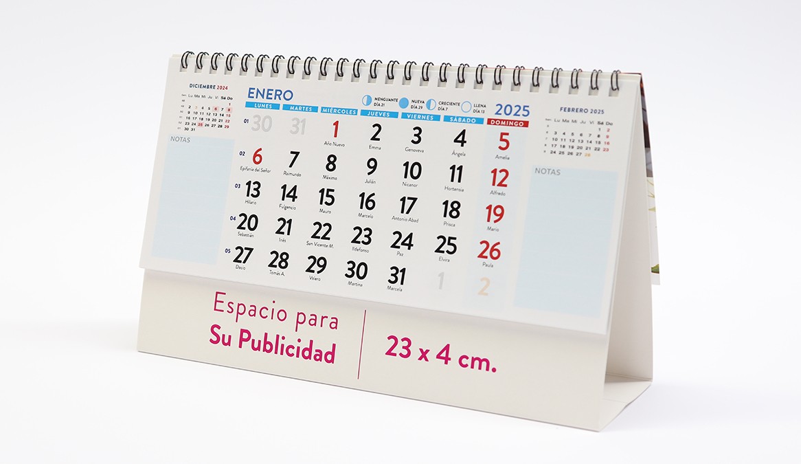 Portada calendario notas laterales interior