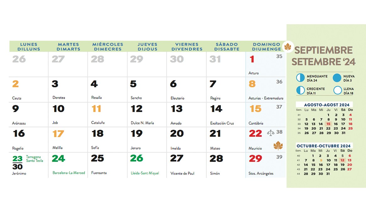 Calendario sobremesa Cataluña