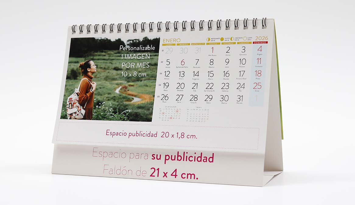 Calendario personalizado con anillas con imagen interior