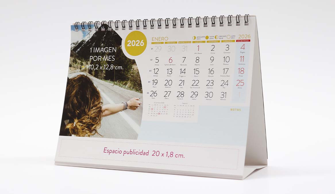 Calendario personalizado con anillas con imagen por mes