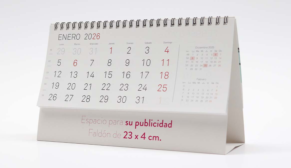 Calendario personalizado con anillas con espacio para faldón